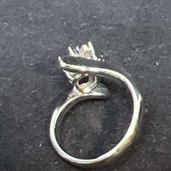 14k GE Silver With Blue And Clear Rhinestones Ring Signed ESPO Sz 5 (R304) - Picture 6 of 6